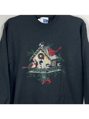 Endless Designs Red Cardinals Black Sweatshirt Medium NWT vtg 90s grandmacore